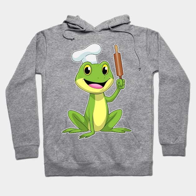 Frog as Baker with Rolling pin & Cooking hat Hoodie by Markus Schnabel